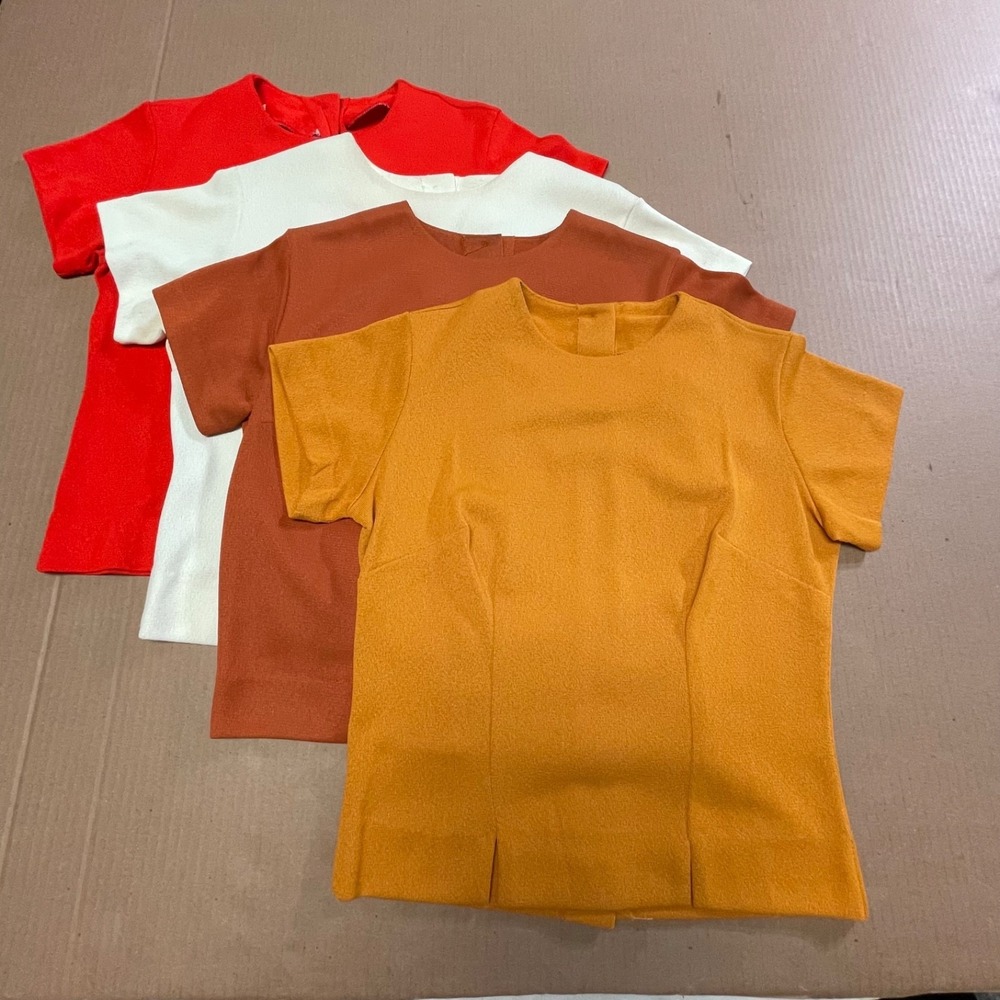 Vintage Lot of 4 60/70 Jane Holly Knit Shell Button Back Shirts Women's Small XS